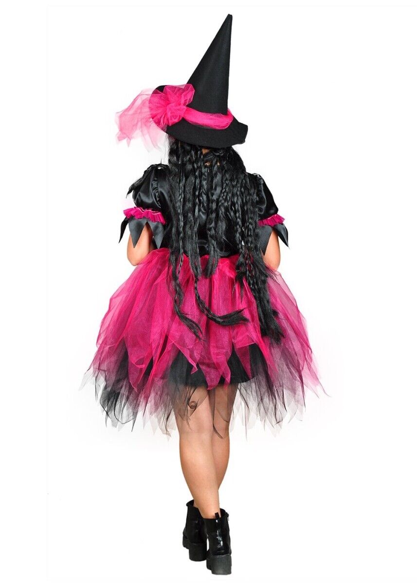 Pembe Renk Yetişkin Cadı Kostümü, Tüllü Cadı Kostümü