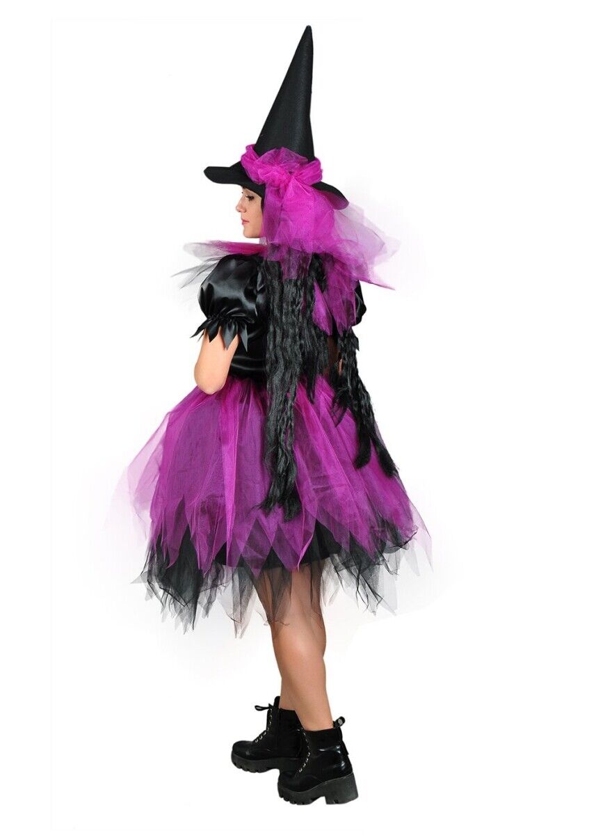 Mor Renk Cadı Kostümü, Tüllü Yetişkin Kadın Cadı Kostümü, Hızlı Kargo