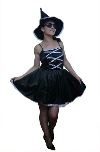 Beyaz Kurdelalı - Dantel Detay Cadı Kostümü, Yetişkin Kadın Cadı Kıyafeti, Hızlı Kargo