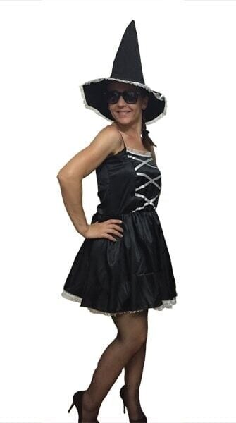 Beyaz Kurdelalı - Dantel Detay Cadı Kostümü, Yetişkin Kadın Cadı Kıyafeti, Hızlı Kargo