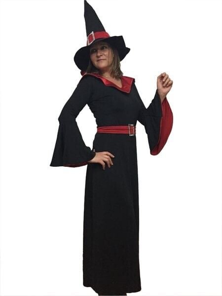Kırmızı Renk Uzun Model Cadı Kostümü, Uzun Cadı Kıyafeti, Hızlı Kargo