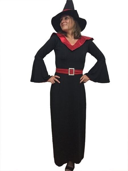Kırmızı Renk Uzun Model Cadı Kostümü, Uzun Cadı Kıyafeti