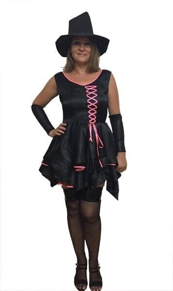 Pembe Kurdelalı Cadı Kostümü, Cadılar Bayramı Yetişkin Cadı Kostümü