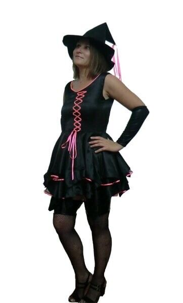 Pembe Kurdelalı Cadı Kostümü, Cadılar Bayramı Yetişkin Cadı Kostümü