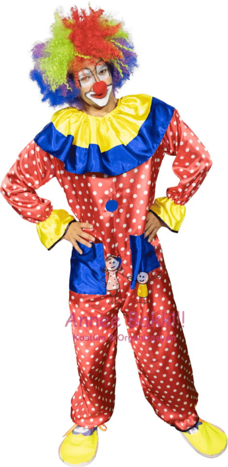 Puantiye Stil Palyaço Kostümü, Saten Kumaş Palyaço Kostümü, Yetişkinler İçin Palyaço Kıyafeti