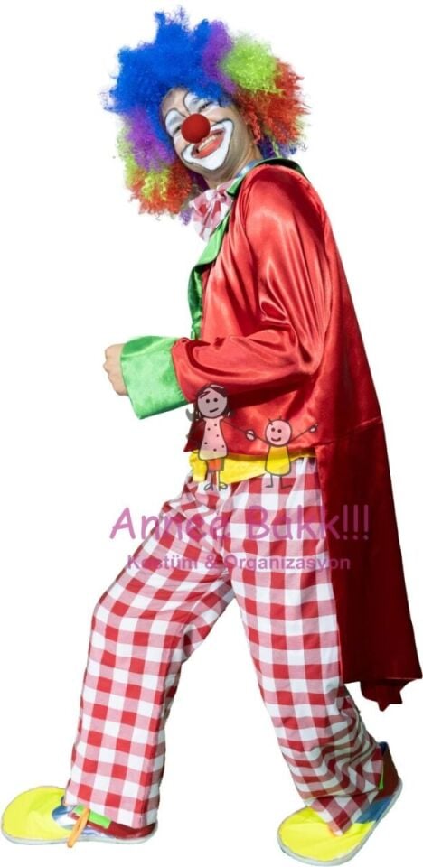 Ceketli Palyaço Kostümü, Lüx Ceket Palyaço Kıyafeti, Yetişkinler İçin Palyaço Kostümü