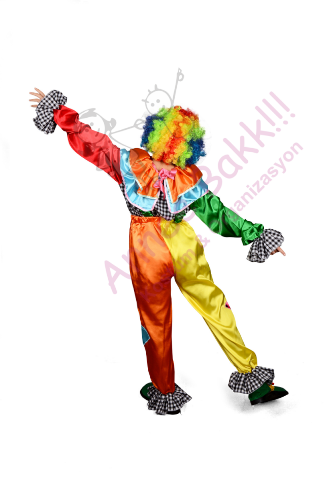 Askılı Alt - Üst Palyaço Kostüm, Yetişkin Palyaço Kıyafeti, Hızlı Kargo