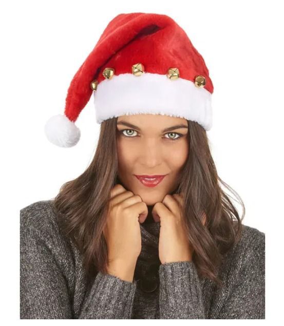 4'lü Set Zilli Noel Baba Şapkası, Noel Baba Kostüm Aksesuarları