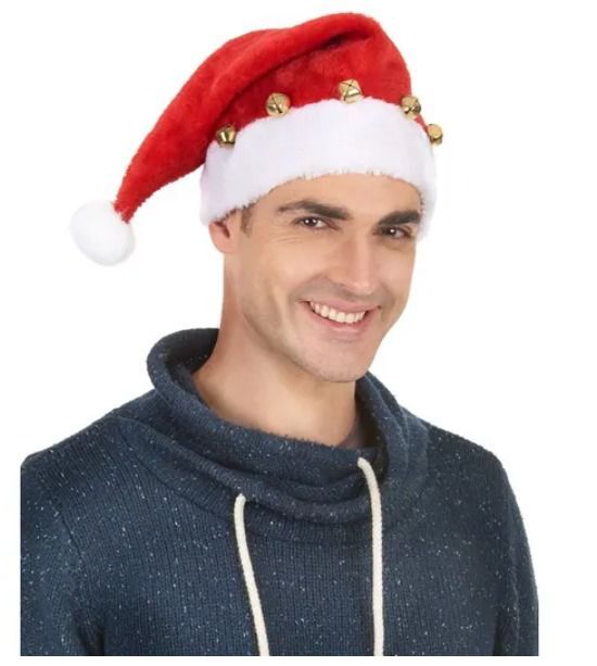 4'lü Set Zilli Noel Baba Şapkası, Noel Baba Kostüm Aksesuarları