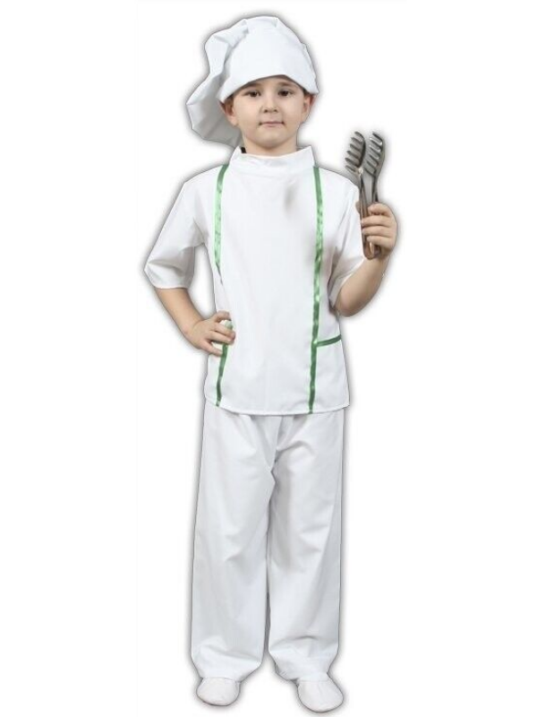 Çocuk Aşçı Kostümü, Poplin Kumaş Aşçı Çocuk Kıyafeti, Sevimli Meslekler Serisi