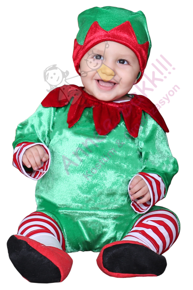 Bebeklere Özel Elf Kostümü, Yılbaşı Elf Kıyafeti, Noel Elf Kostümü