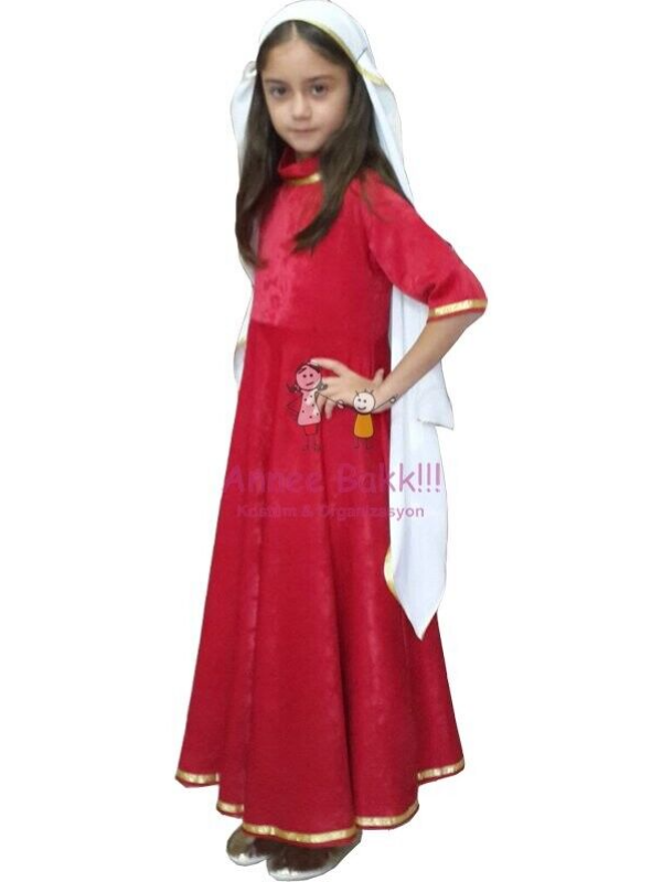 Kırmızı Renk Kafkas Kız Elbisesi, Kafkas Dans Elbisesi, Kiralık Tarihi ve Yöresel Kostümler