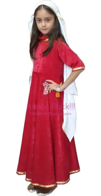 Kırmızı Renk Kafkas Kız Elbisesi, Kafkas Dans Elbisesi, Kiralık Tarihi ve Yöresel Kostümler