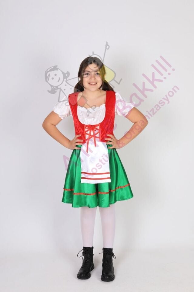 İtalyan Kız Kıyafeti, İtalya Temalı Kız Çocuk Kostümü