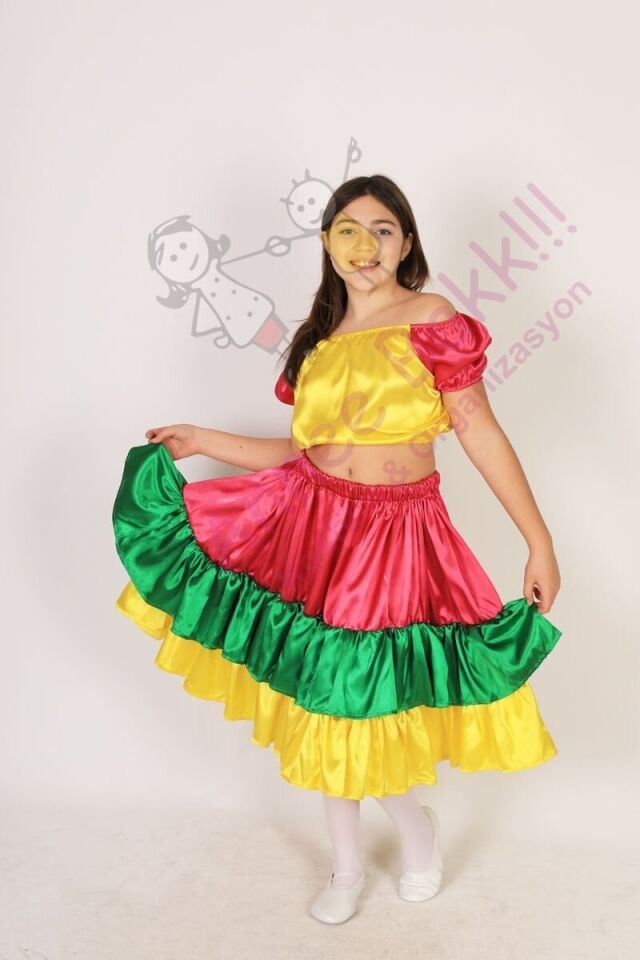 Brezilya Temalı Kız Çocuk Kostümü, Brezilyalı Çocuk Kıyafeti