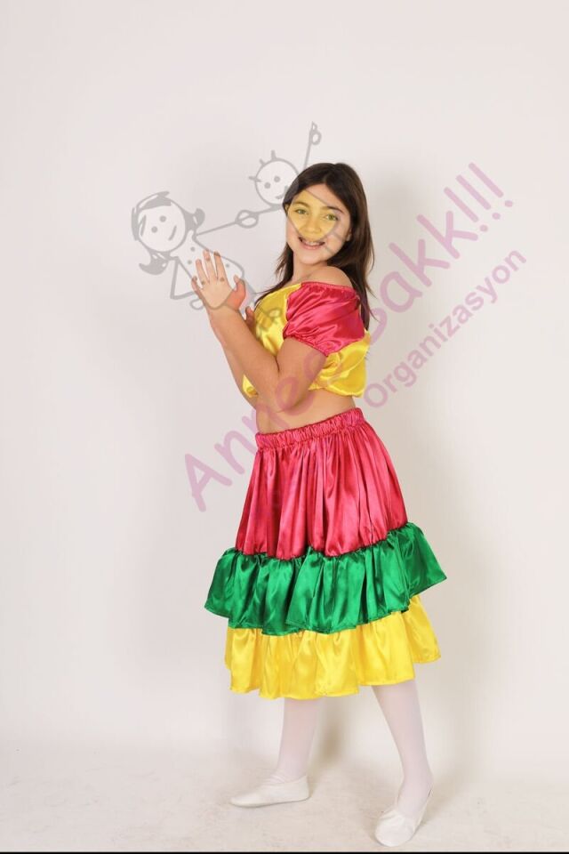 Brezilya Temalı Kız Çocuk Kostümü, Brezilyalı Çocuk Kıyafeti