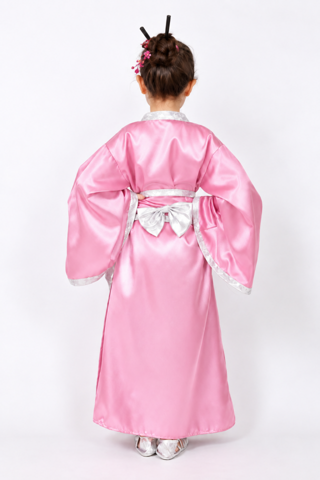 Japon Kimono Kostümü,  Pembe Japonya Kız Çocuk Kostümü