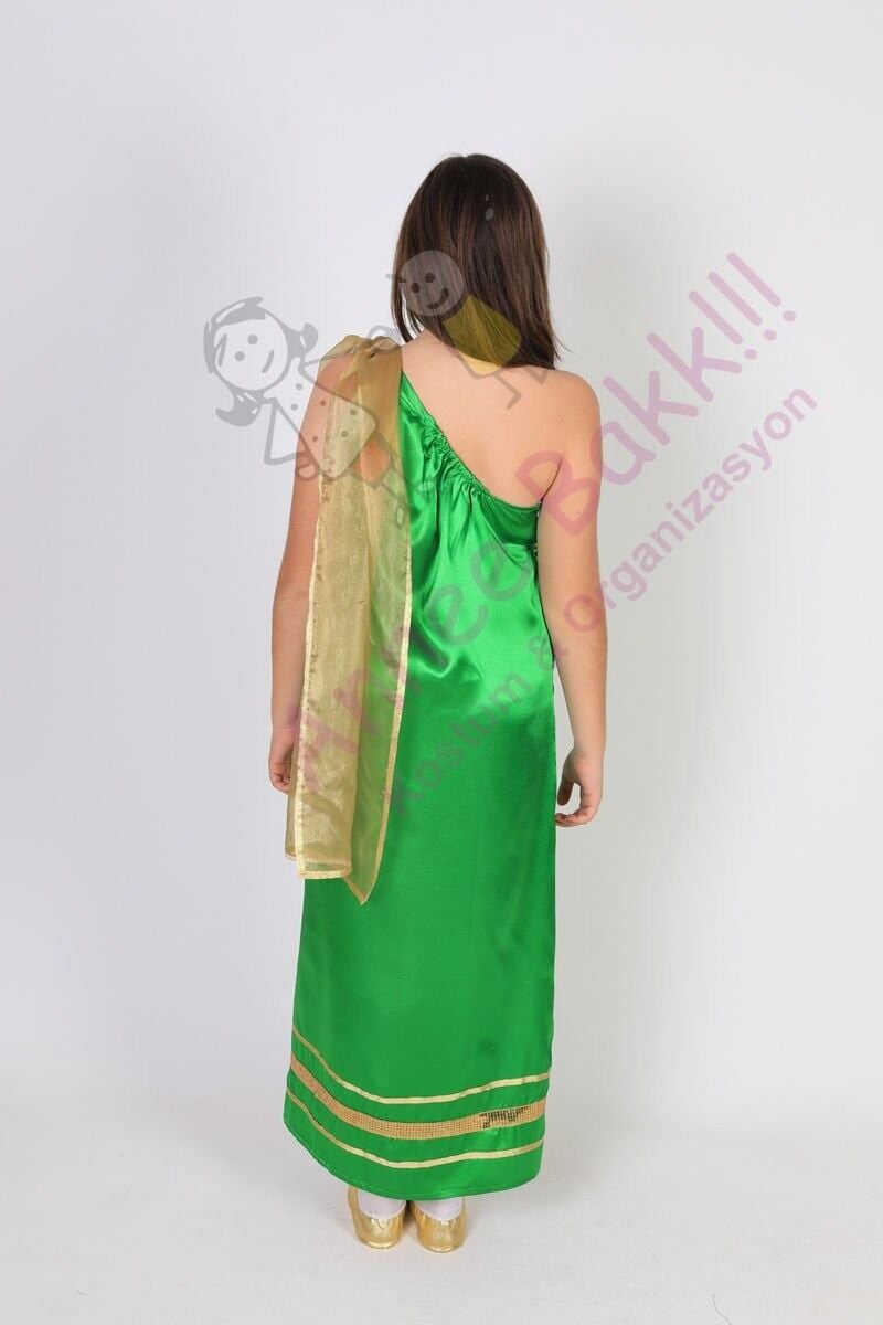 Yeşil Renk Hintli Kız Çocuk Kostümü, Hindistan Temalı Kız Çocuk Kıyafeti