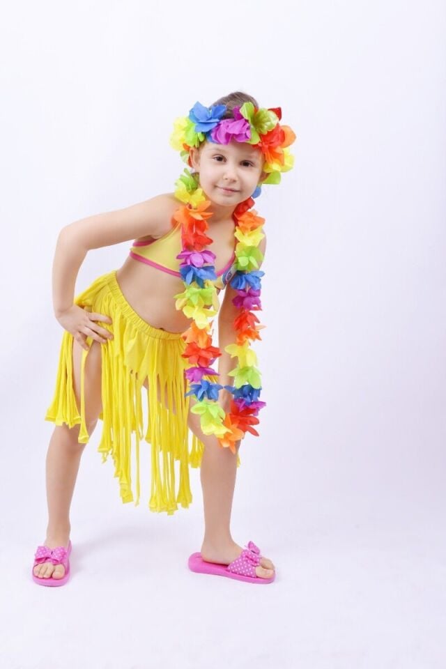 Hawaii Kostümü, Hawaii Tema Çocuk Kostüm, Hawaiili Çocuk Kostüm