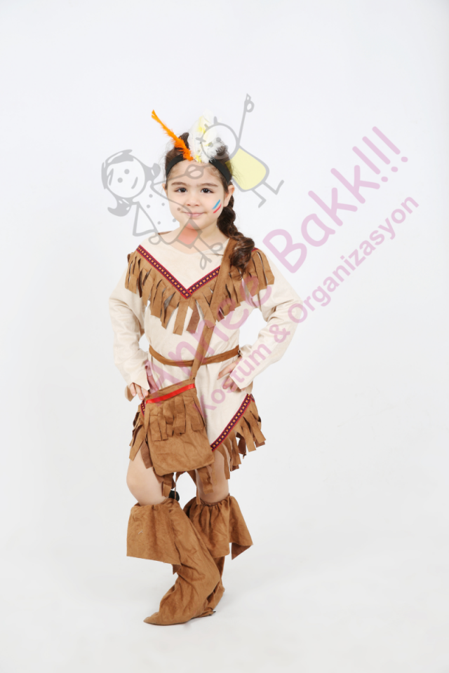 Kızılderili Kız Çocuk Kostümü, Kızılderili Temalı Çocuk Kıyafet