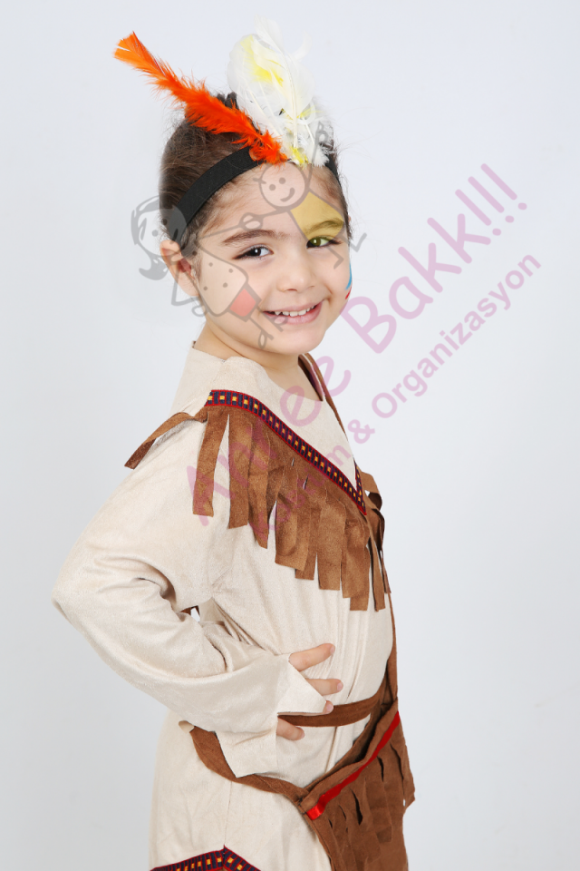 Kızılderili Kız Çocuk Kostümü, Kızılderili Temalı Çocuk Kıyafet