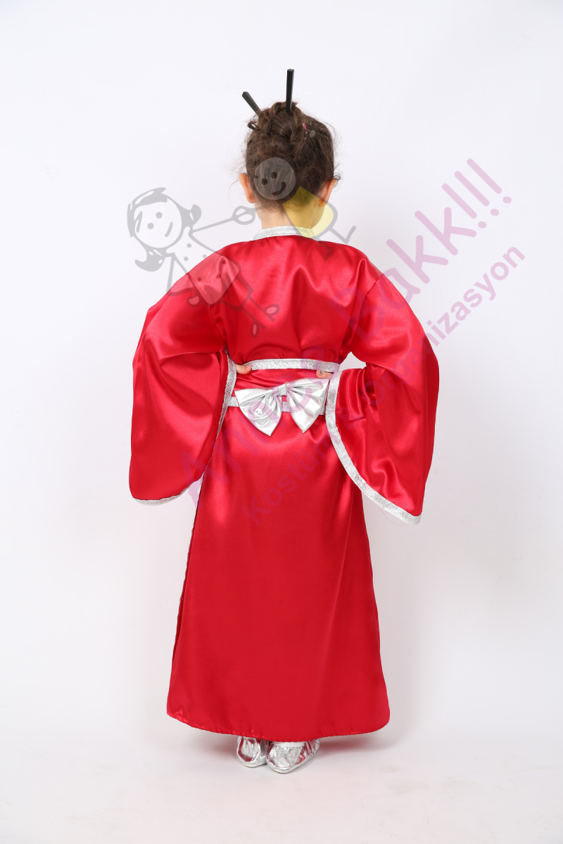 Kız Çocuklarına Özel Japon Kimono Kostümü, Rengarenk Kimono Kıyafeti