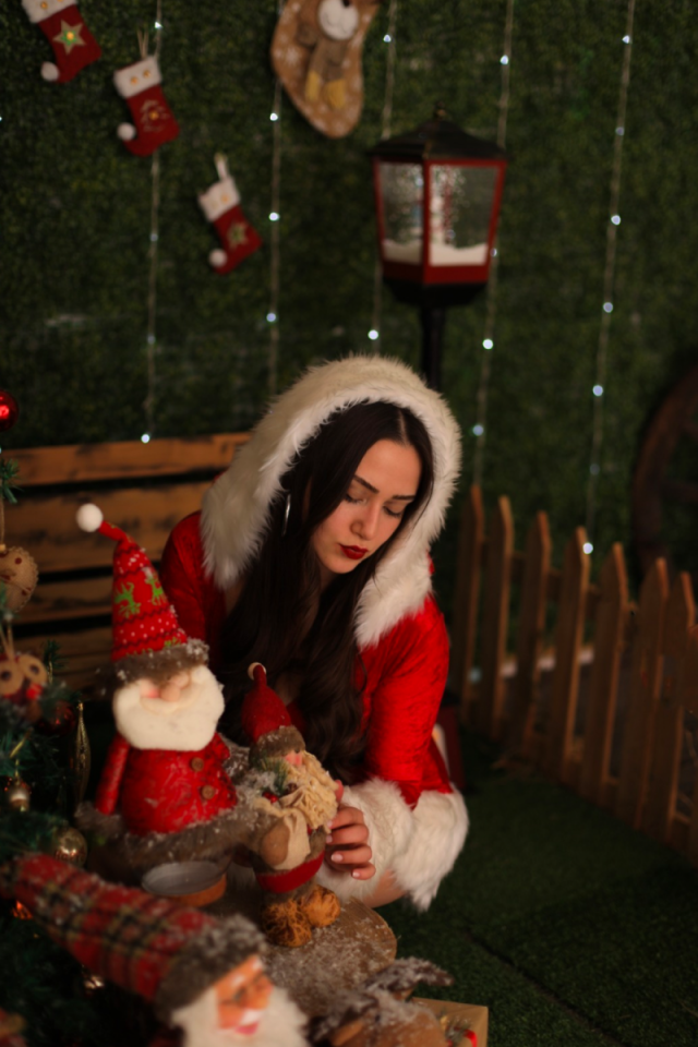 Kapüşonlu Noel Anne Kostümü Lüx Yeni Yıl Kıyafeti,  Noel Anne Kostümü