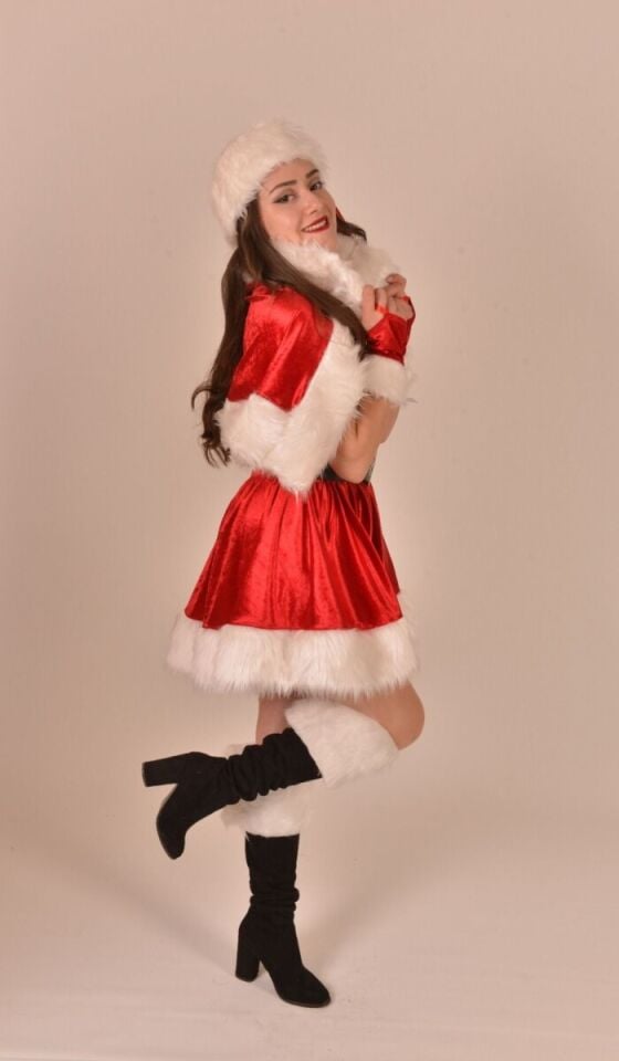 Kloş Straplez Lüx Noel Anne Kostümü, Yeni Yıl Lüx Noel Anne Kıyafeti