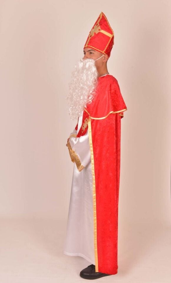 Yılbaşı İçin Aziz Nicolas Kostümü, Kadife ve Saten Kumaş Aziz Nicolas Kıyafeti