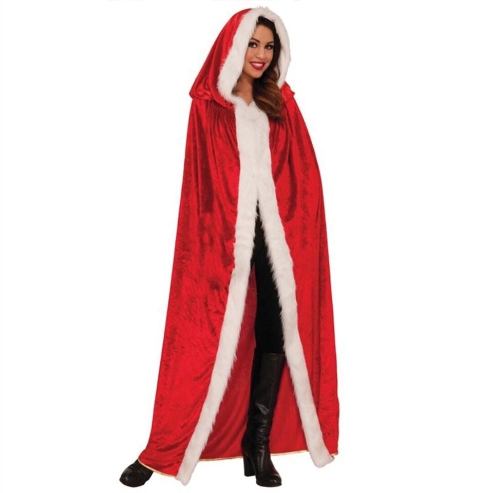 Kadife Kumaş Kapüşonlu Noel Anne Pelerini, Noel Anne Yılbaşı Kostümü