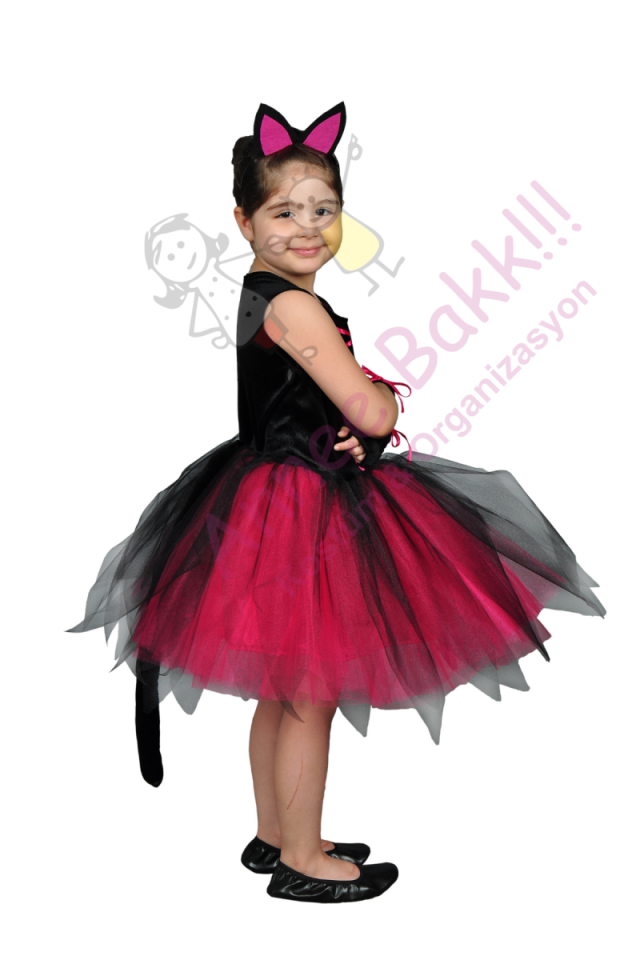 Kedi Kız Kostümü, Kristal Tül Kedi Kız Elbisesi, Modern Dans Kostümü