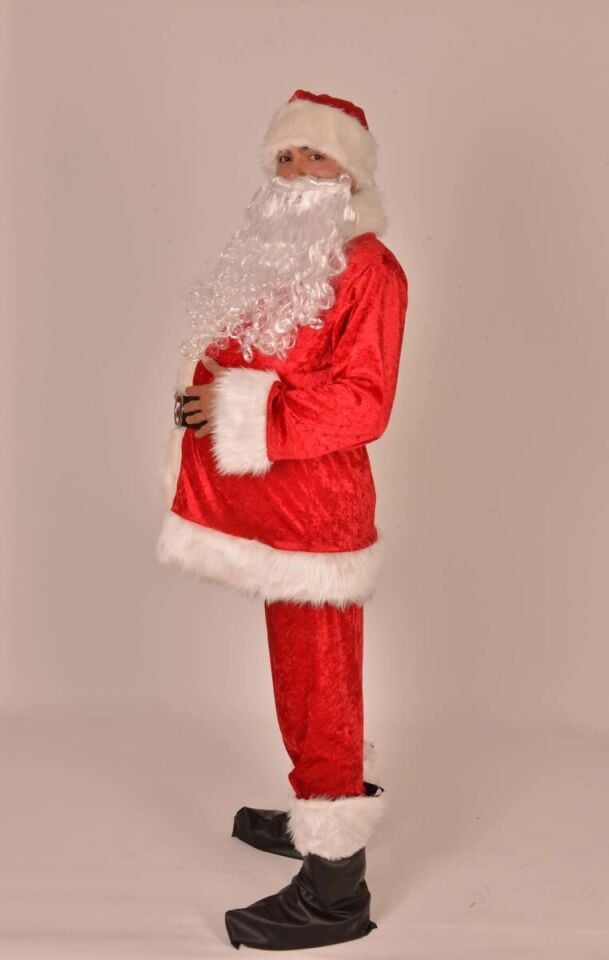 Kadife Kumaş Noel Baba Kostümü, Yılbaşı Noel Baba Kıyafeti