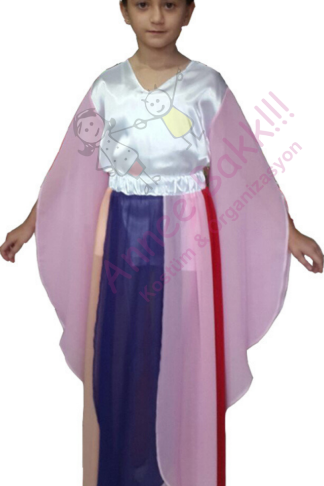 Gökkuşağı Dans Kostümü, Çocuklar İçin Renkli Dans Kıyafeti, Rengarenk Dans Kostümü