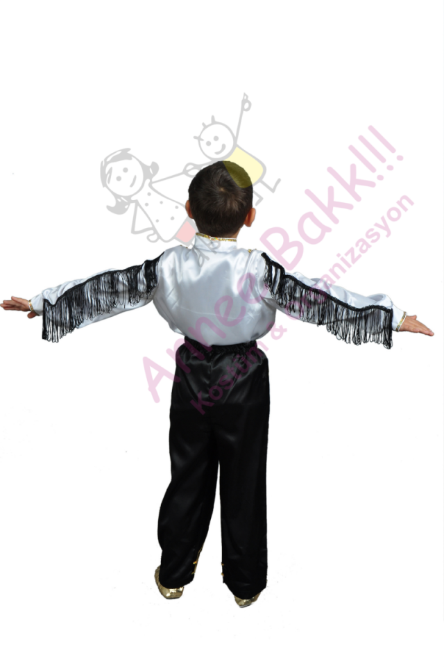 Gold Payetli Püsküllü Dans Kostümü Erkek, Erkek Çocuk Dans Kıyafeti