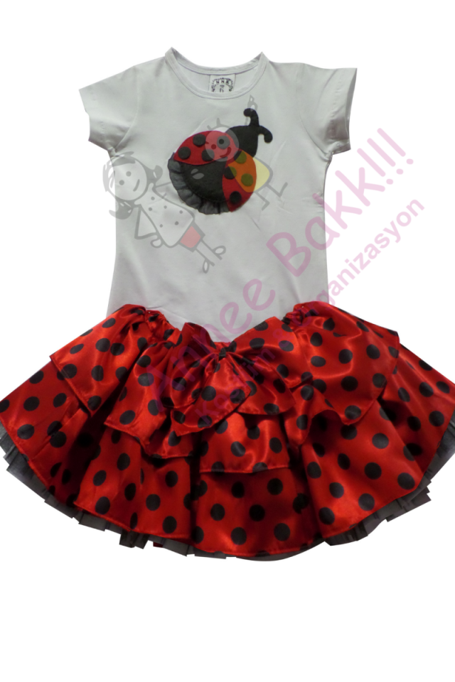 Puantiyeli Kırmızı Renk Dans Eteği, Fırfırlı Dans Eteği, Puantiyeli Dans Aksesuarı