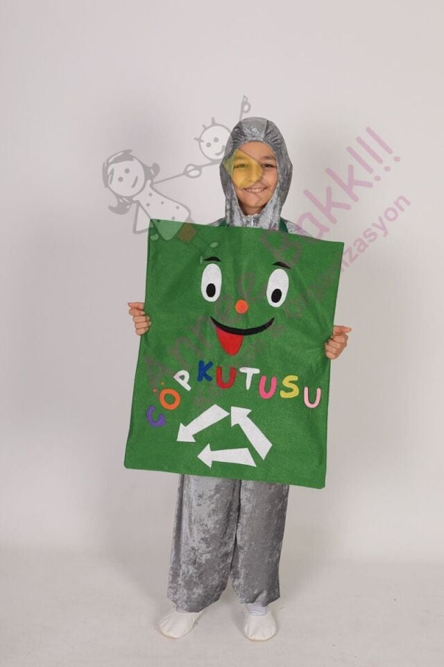 Çöp Kutusu Çocuk Kostümü, Köp Kovası Kıyafeti, Doğa ve Çevre Temalı Kostüm
