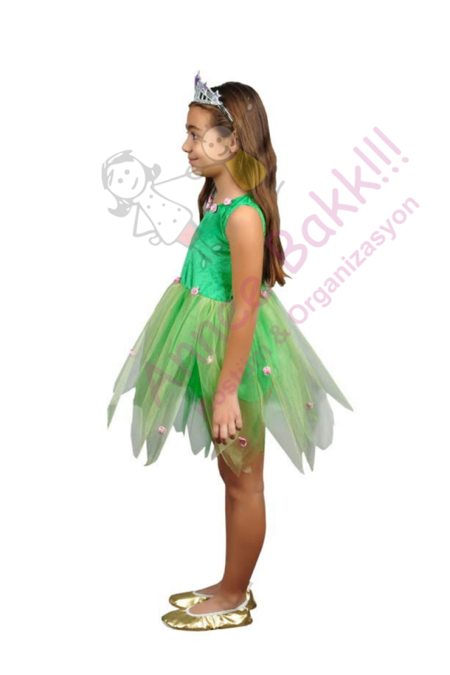 Çiçek Kız Kostümü, Yeşil Renk Çiçek Elbise, Doğa Kostümü