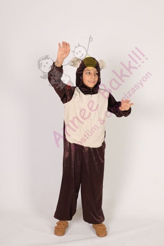 Çocuklara İçin Maymun Kostümü, Kadife Kumaş Maymun Kıyafeti