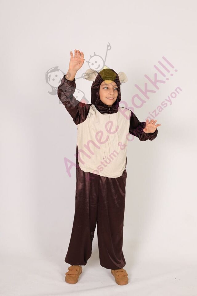 Çocuklara İçin Maymun Kostümü, Kadife Kumaş Maymun Kıyafeti