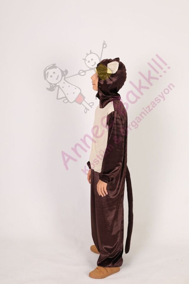 Çocuklara İçin Maymun Kostümü, Kadife Kumaş Maymun Kıyafeti