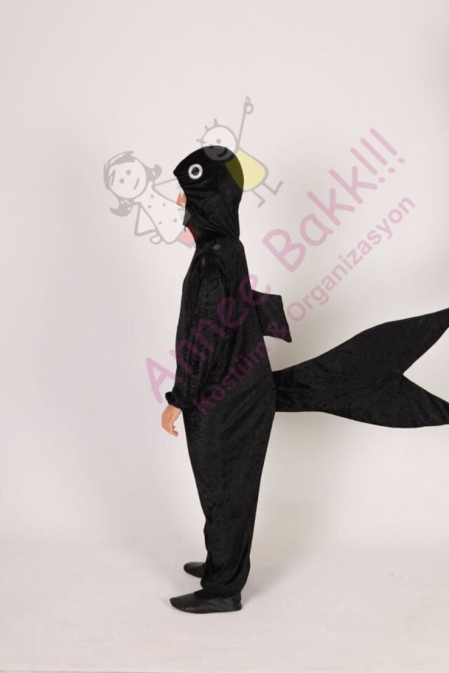 Kadife Kumaş Balık Çocuk Kostümü, Çocuk Balık Kıyafeti, Tiyatro ve Etkinlik Kostümü