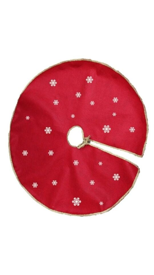 Kartane Desenli Kırmızı Ağaç Altlığı, Noel Ağacı Altlığı, Yılbaşı Aksesuarları