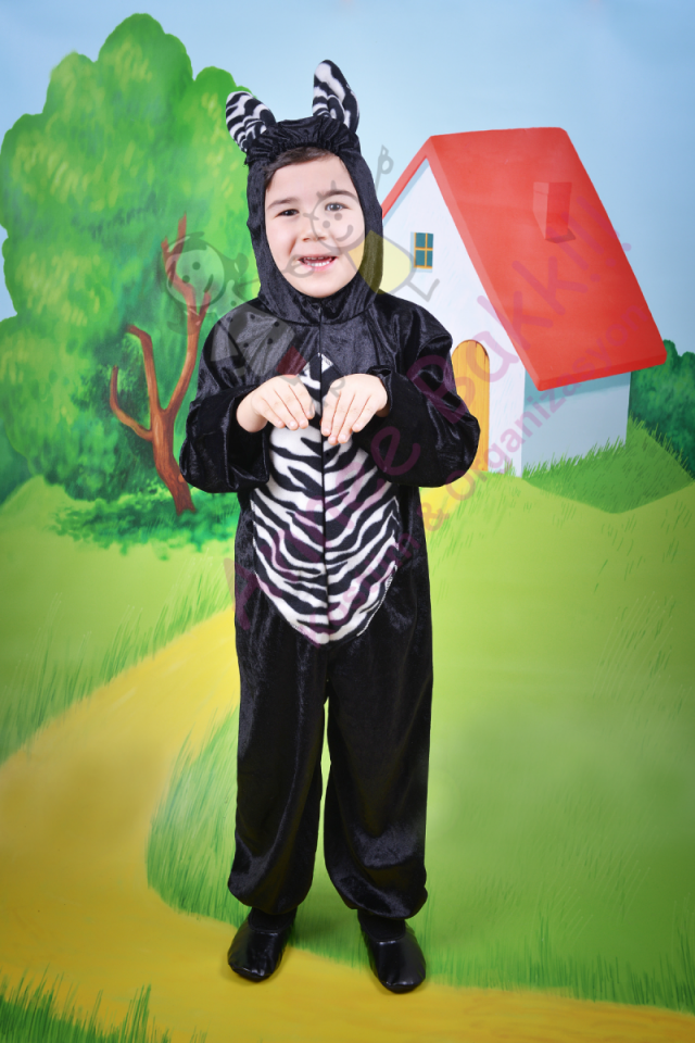 Çocuklar İçin Kara Kedi Kostümü, Kadife Kumaş Kara Kedi Kostümü