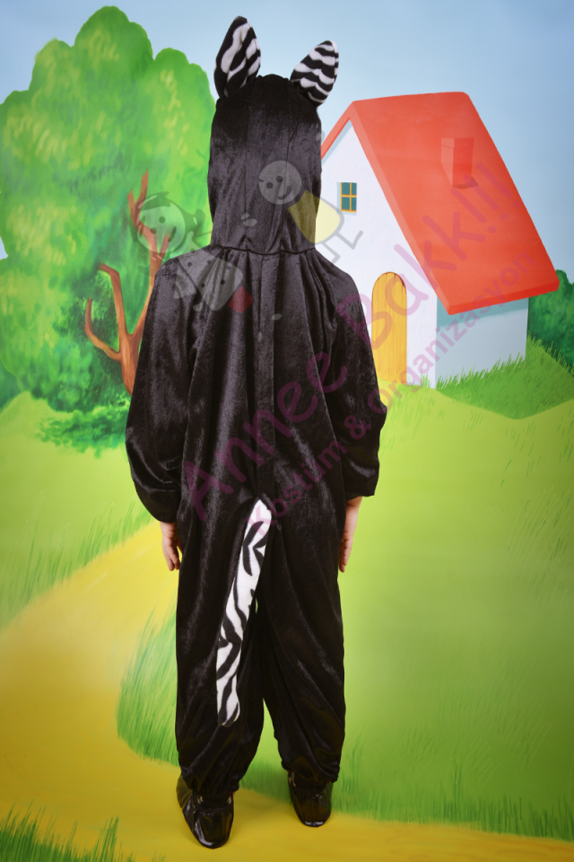 Çocuklar İçin Kara Kedi Kostümü, Kadife Kumaş Kara Kedi Kostümü