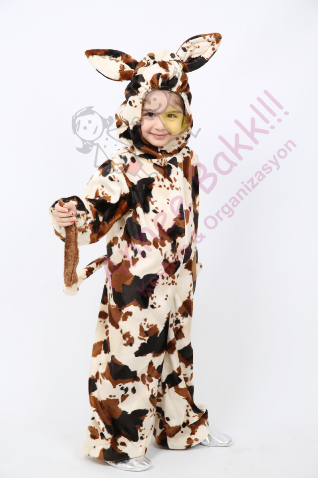 Çocuklar İçin İnek Kostümü, Baskılı Polar Kumaş İnek Çocuk Kostümü