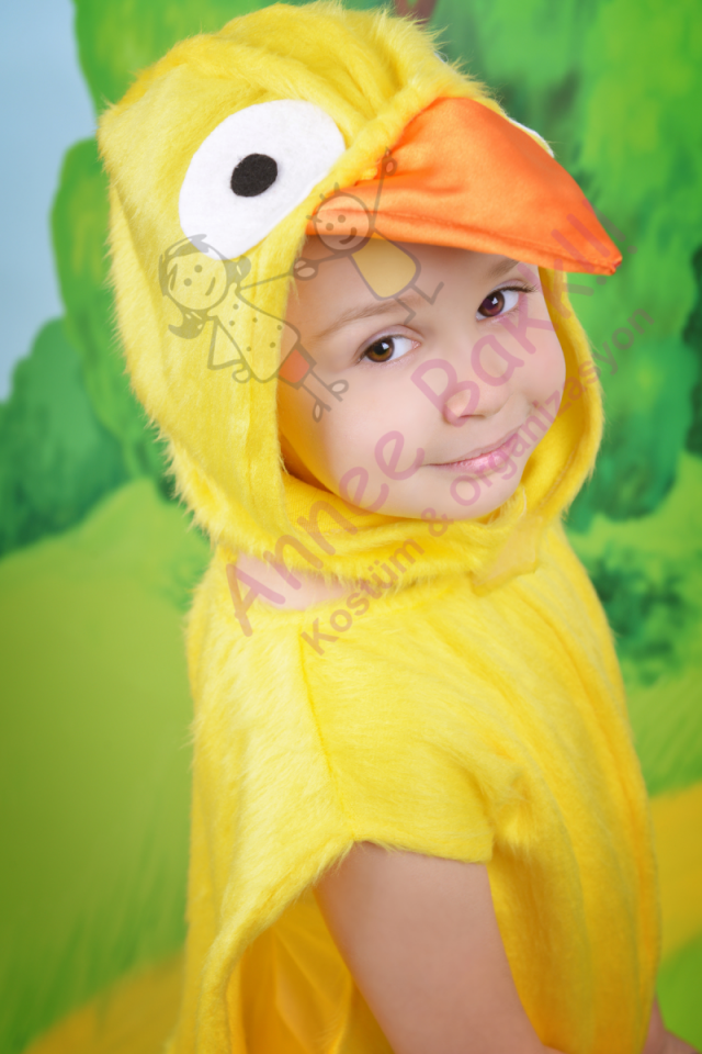 Sevimli Civciv Kostümü, Çocuk Civciv Kostümü, Kadife Kumaş Civciv Kıyafeti