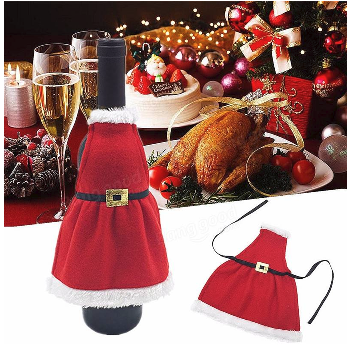 Kadife Kumaş Yeni Yıl Masası Şişe Süsü, Noel Temalı Şişe Süsü