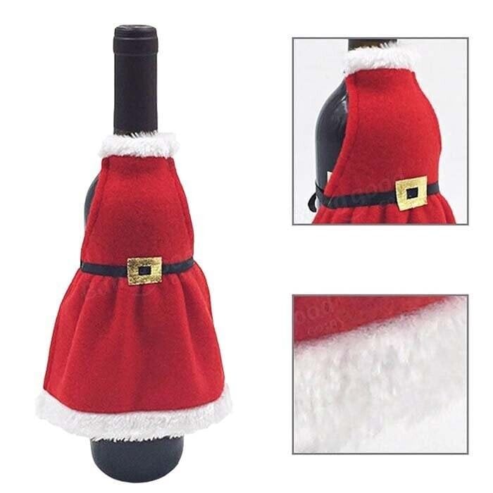 Kadife Kumaş Yeni Yıl Masası Şişe Süsü, Noel Temalı Şişe Süsü