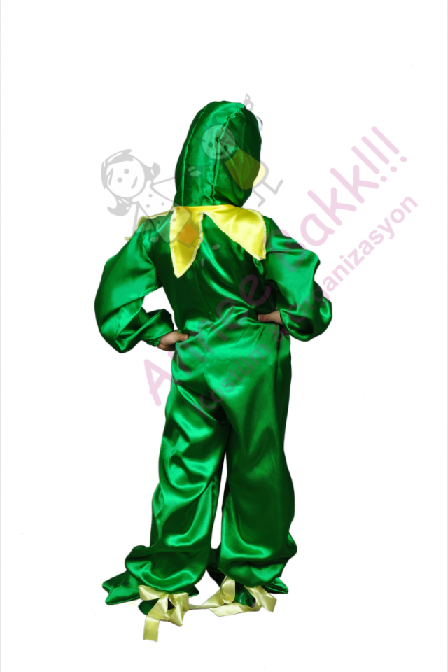 Kurbağa Kostümü Çocuk, Kurbağa Çocuk Kostümü, Saten Kumaş Kurbağa Kıyafeti