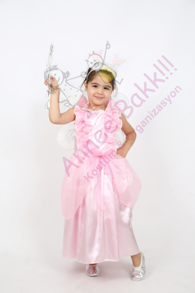 Kız Çocuk Kelebek Kostümü, Kelebek Kostümü, Saten Kumaş Kelebek Kıyafeti